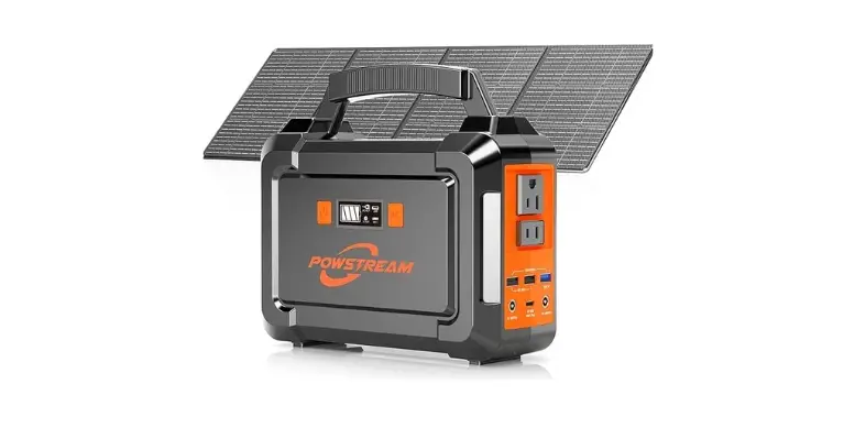 POWSTREAM 300W Solar Powered Generator 296Wh Portable Power Station with Solar Panel Foldable 60W Included