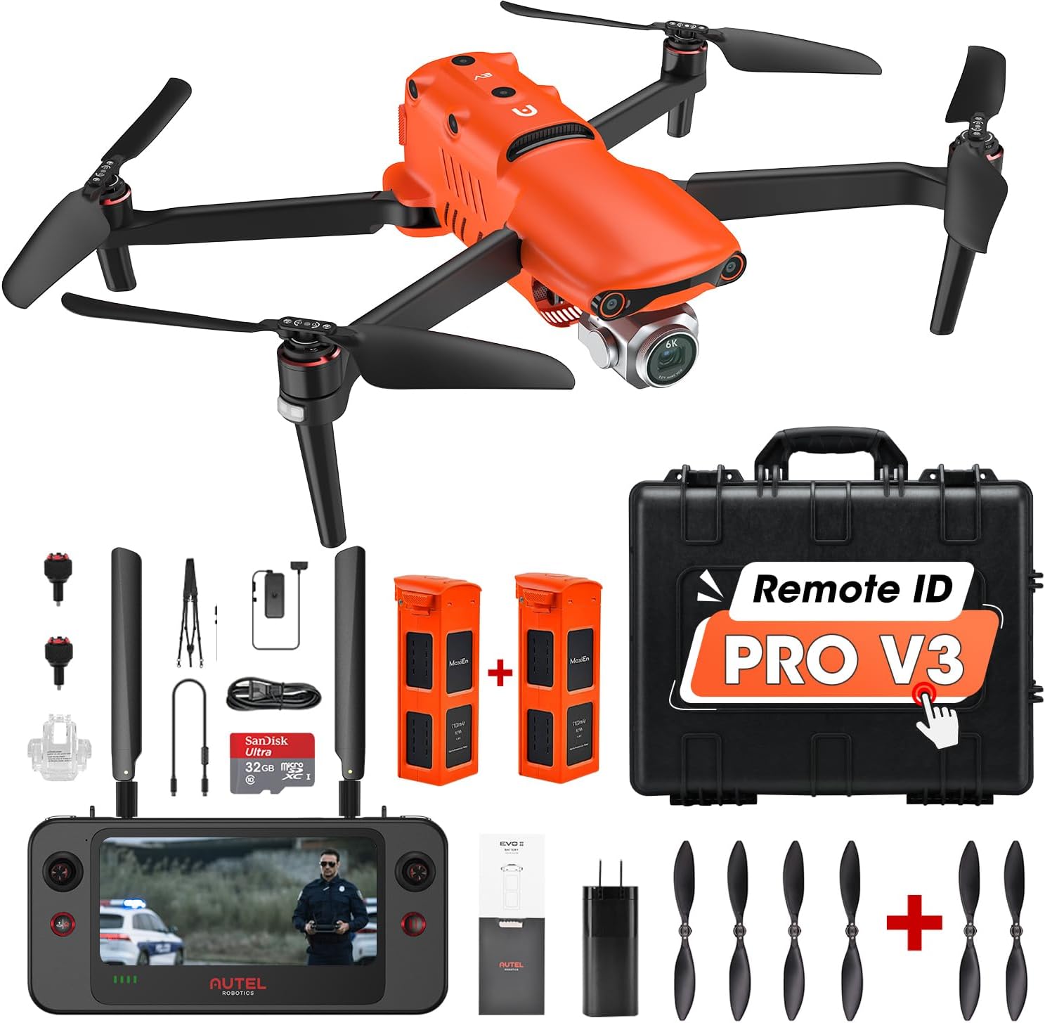 Autel Robotics EVO 2 Pro V3: Son-y 1 CMOS Sensor  6K HDR Video, Moonlight Algorithm 2.0, Max ISO 44000,12-Bit DNG, 6.4 Smart Controller SE,15KM Transmission, 360° Obstacle Avoidance, 40 Minutes
