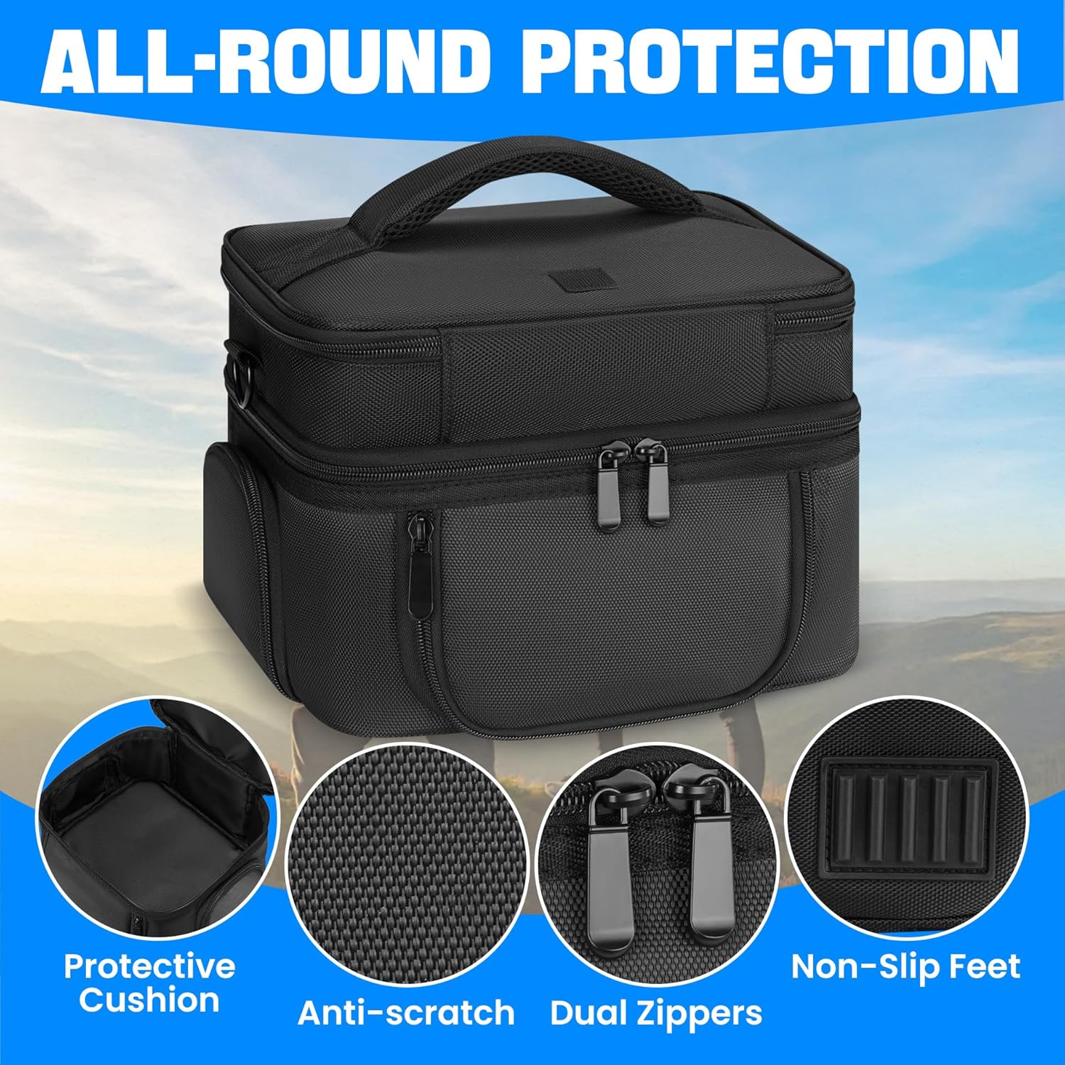 Carrying Bag Compatible with ECOFLOW River 3, Portable Power Station Case with Shoulder-strap  Hanlde, Soft Generator Cover with Side Zipper  Multiple Pockets (Black, For River 3)