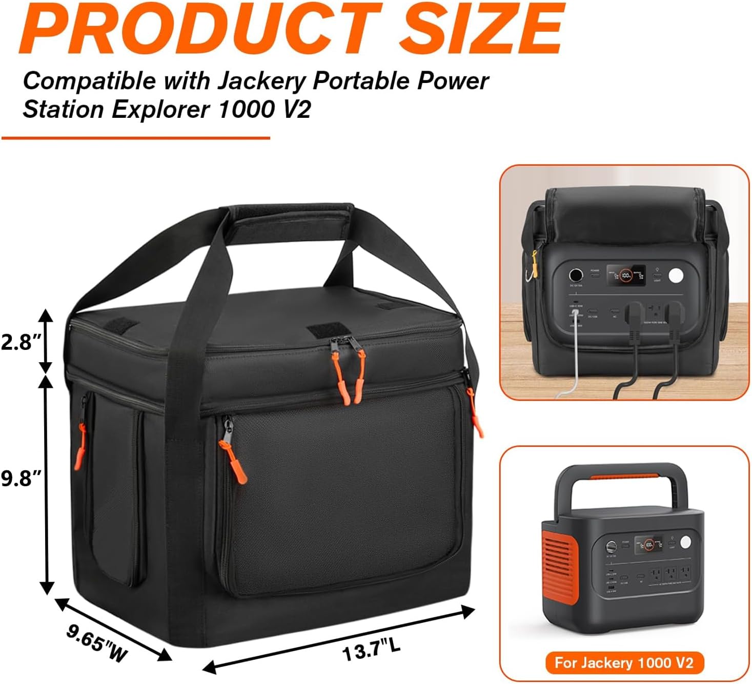 Carrying Case Bag Compatible with Jackery Explorer 1000 v2 Portable Power Station, Waterproof Generator Covers for Outside, Power Station Cover with Adjustable Shoulder Strap,Pocket(Bag Only)