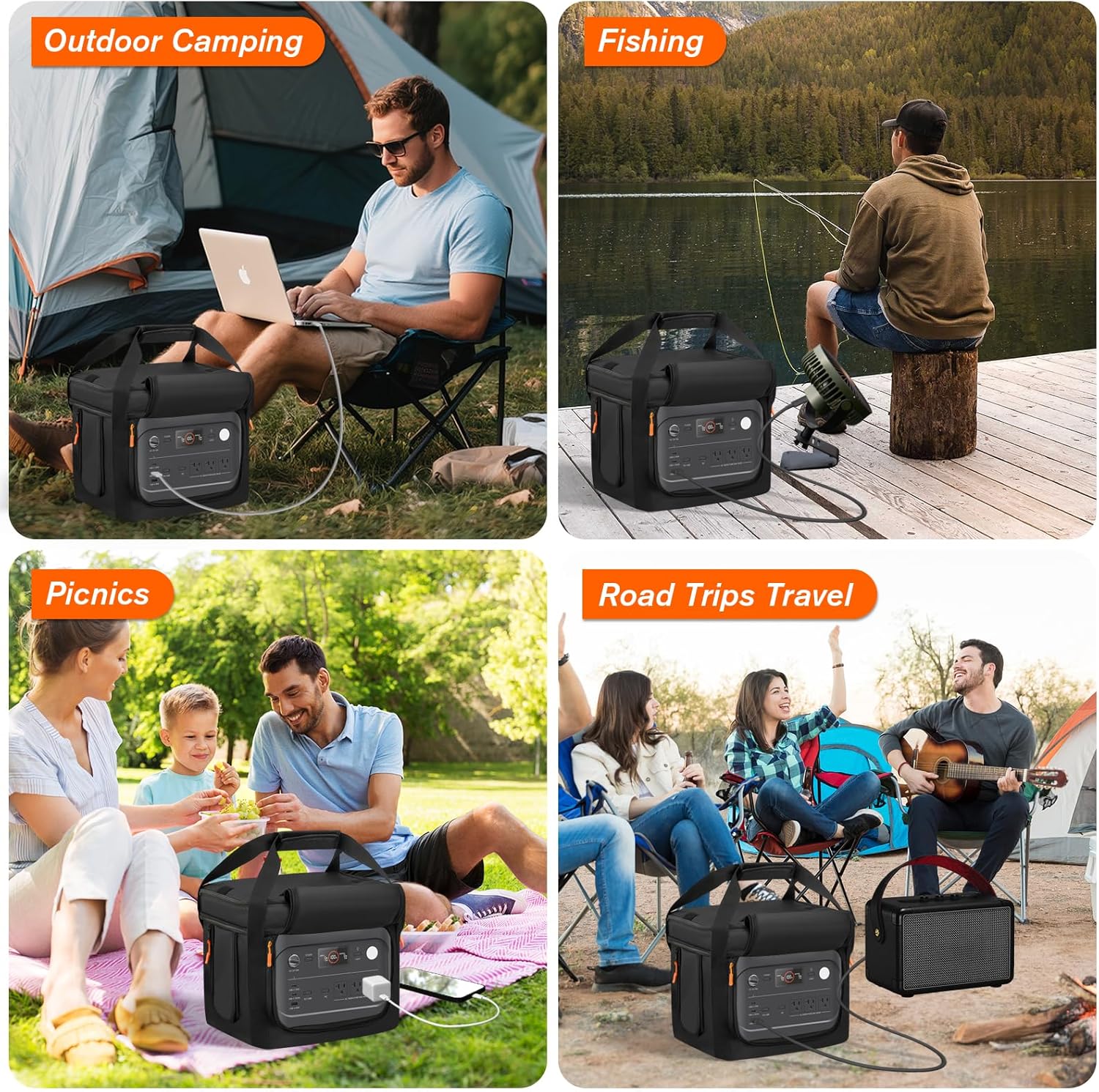 Carrying Case Bag Compatible with Jackery Explorer 1000 v2 Portable Power Station, Waterproof Generator Covers for Outside, Power Station Cover with Adjustable Shoulder Strap,Pocket(Bag Only)