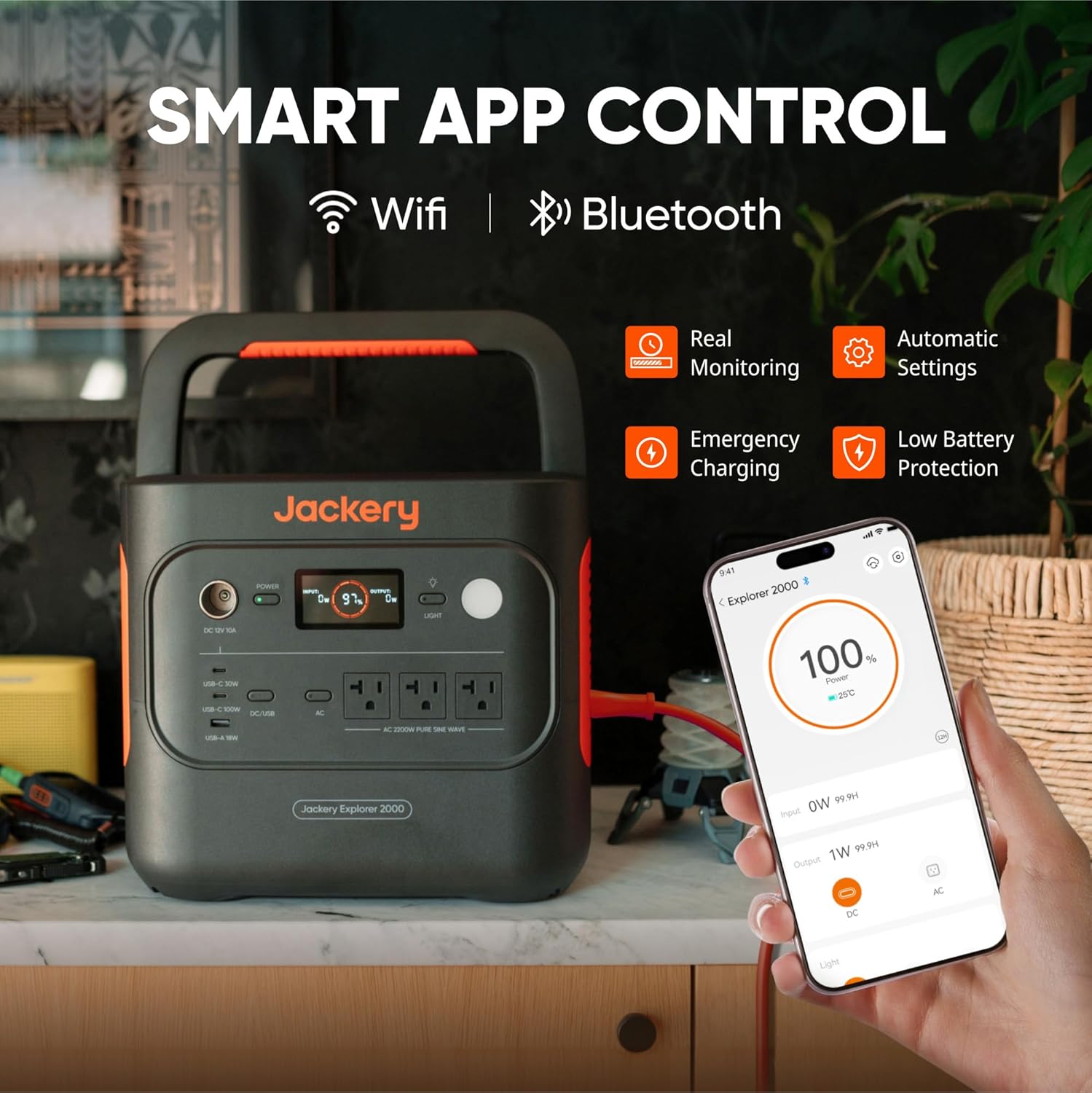 Jackery Explorer 2000 v2 Portable Power Station, 2042Wh LiFePO4 Home Backup Battery, 2200W Solar Generator, USB-C PD 100W Fast Charging for Emergencies, Power Outages, Camping(Solar Panel Optional)
