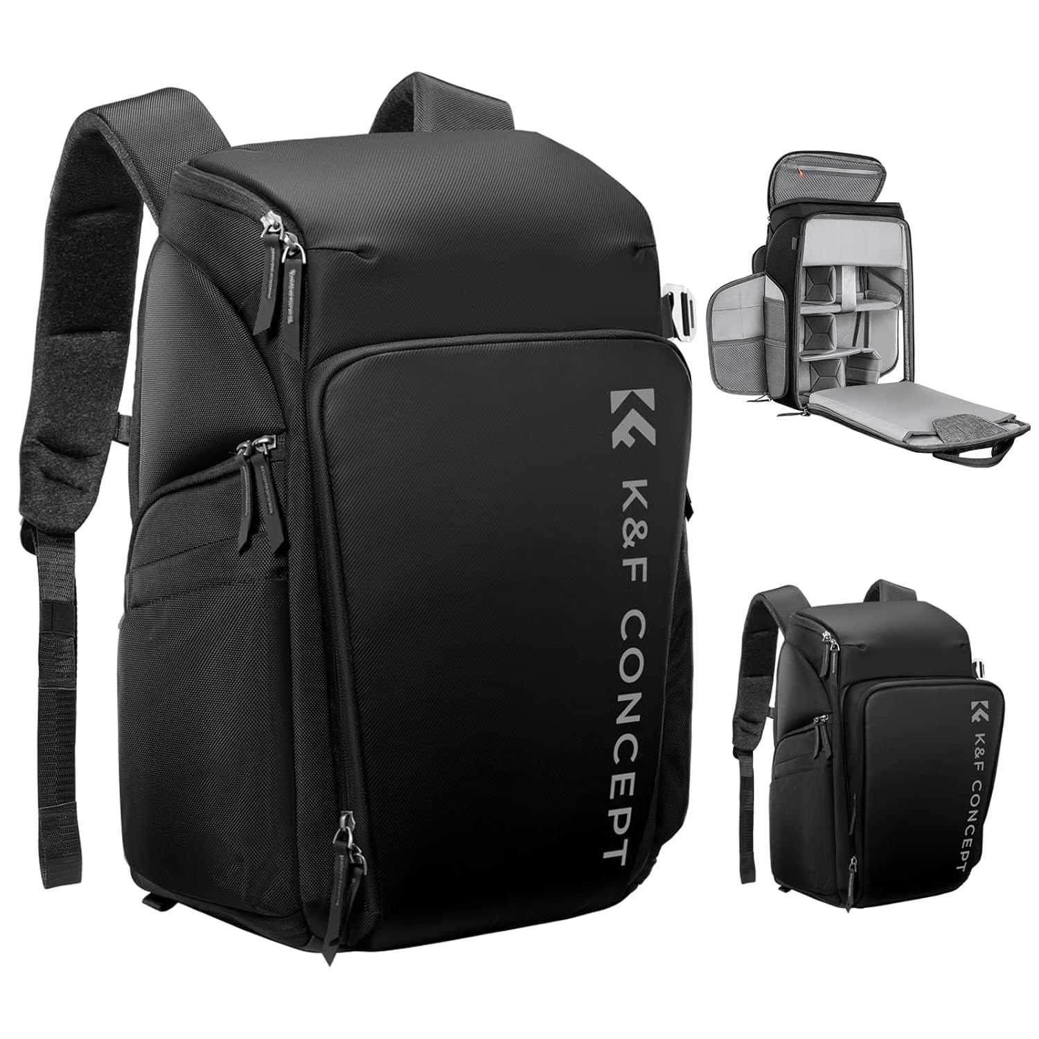 KF Concept Camera bags Waterproof 25L Large Capacity Camera Case with Raincover Camera Case 15.6 Inch Laptop Compartment Compatible with Canon/Nikon/Sony/DJI Mavic Drone Travel Camera Backpack