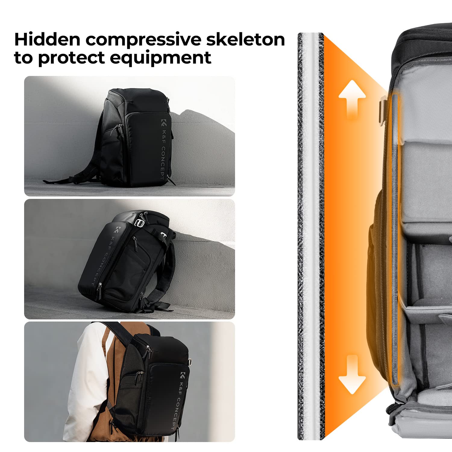 KF Concept Camera bags Waterproof 25L Large Capacity Camera Case with Raincover Camera Case 15.6 Inch Laptop Compartment Compatible with Canon/Nikon/Sony/DJI Mavic Drone Travel Camera Backpack