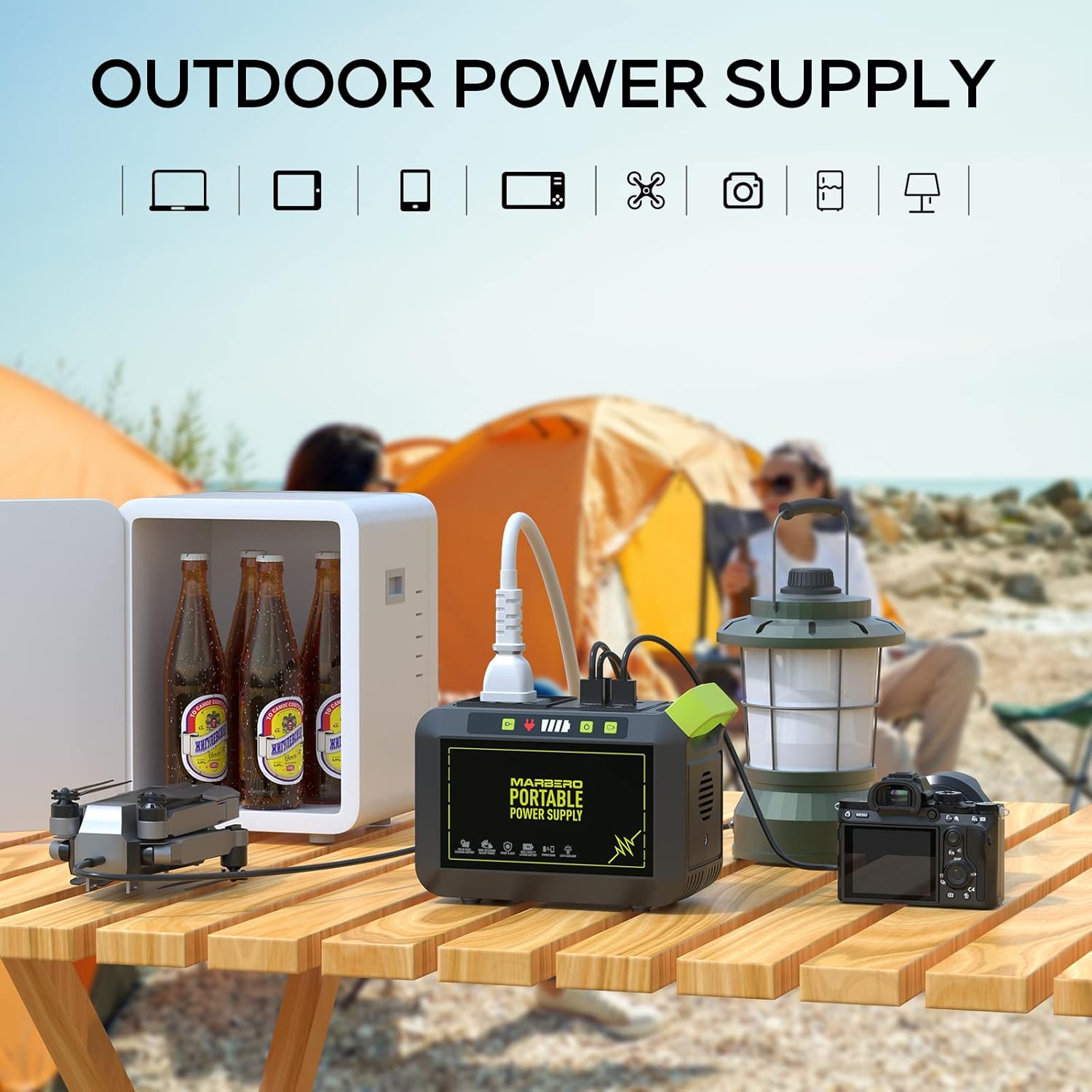 MARBERO Portable Power Stations Buy Together MODEL M82(80W, 88Wh)  M822MAX(200W, 172Wh) Set for Home Backup Outdoor Emergency RV Van Hunting