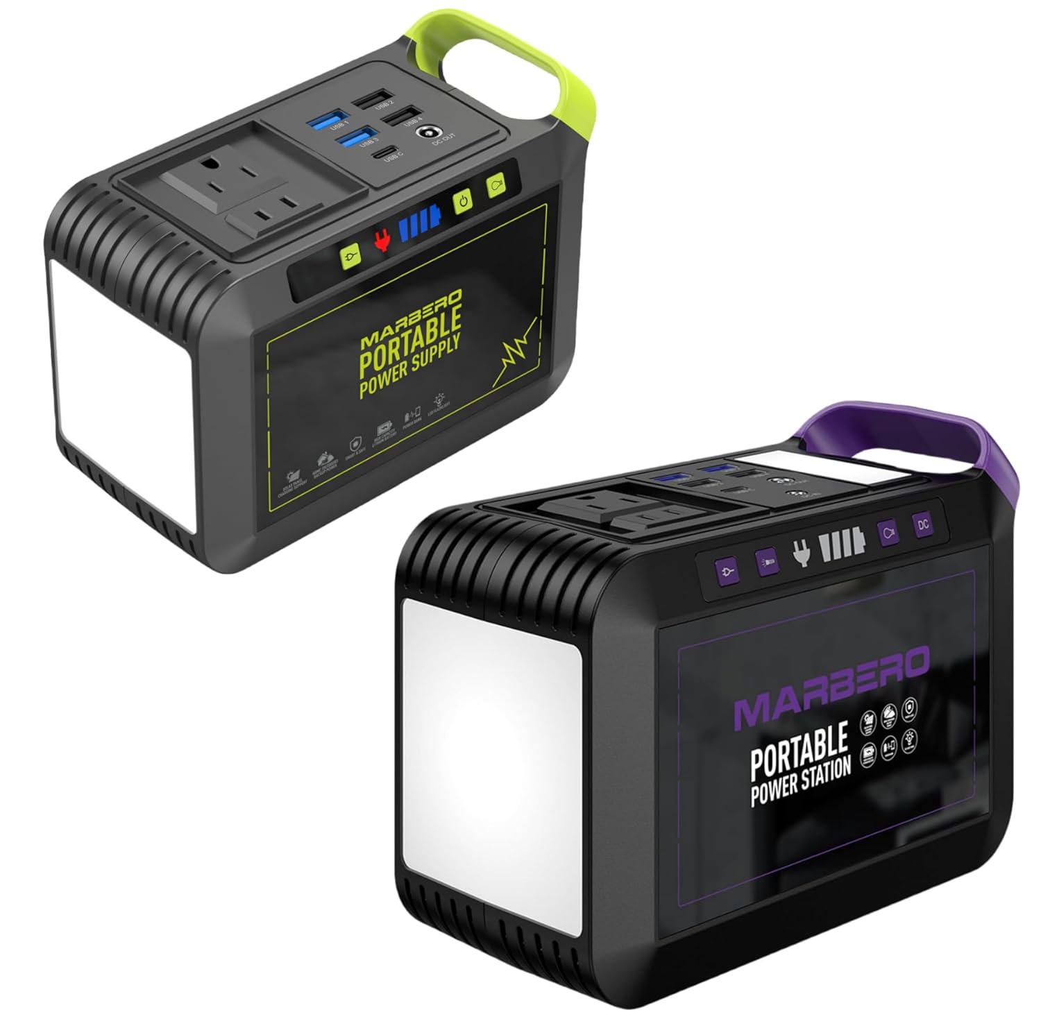 MARBERO Portable Power Stations Buy Together MODEL M82(80W, 88Wh)  M822MAX(200W, 172Wh) Set for Home Backup Outdoor Emergency RV Van Hunting