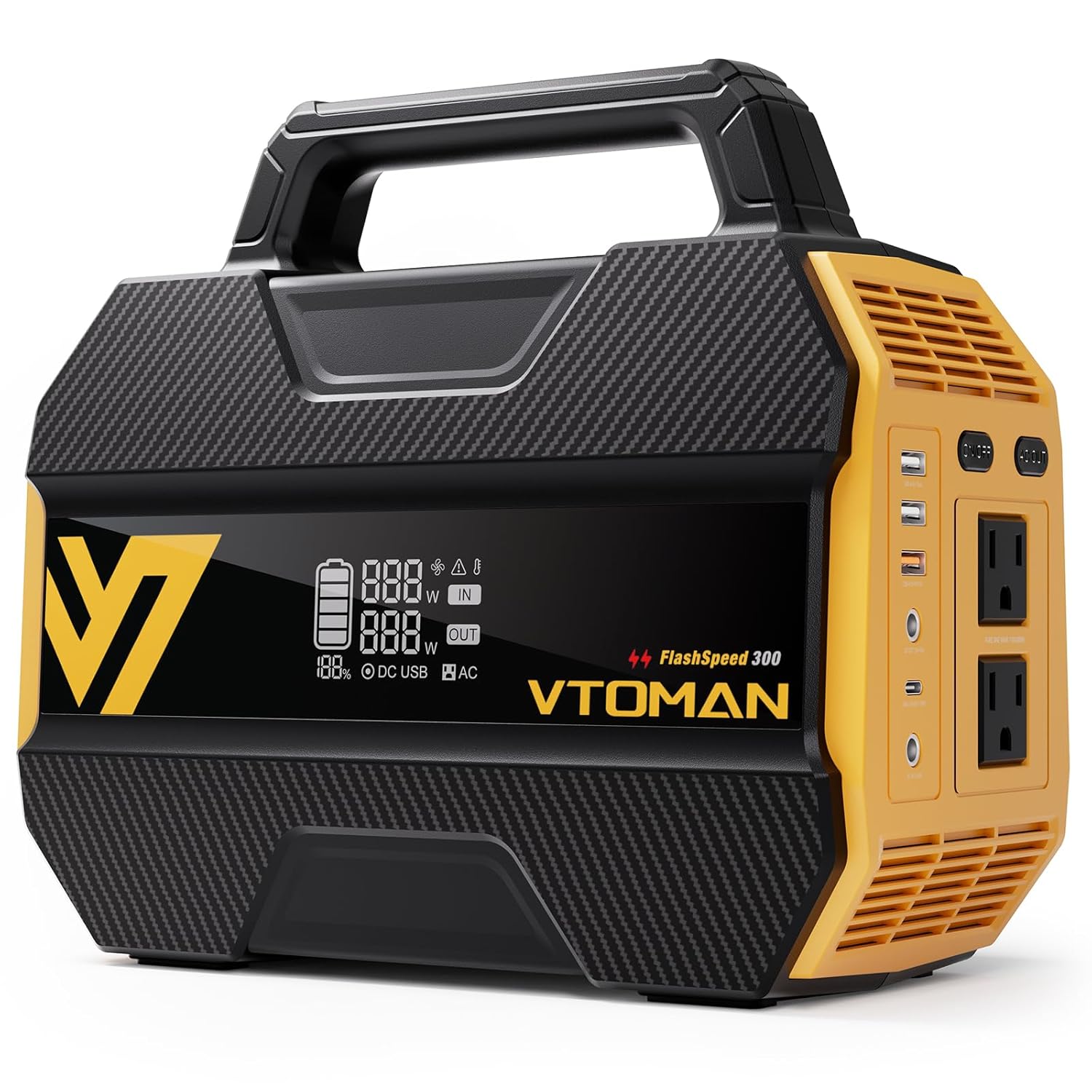 VTOMAN FlashSpeed 300 Portable Power Station 230Wh/70000mAh, 300W LiFePO4 Generator, Only 7.4lbs with 7 Outlets, 12V/24V DC Input Adapt RV/Van, PD 100W Type-C for Power Outage, Camping