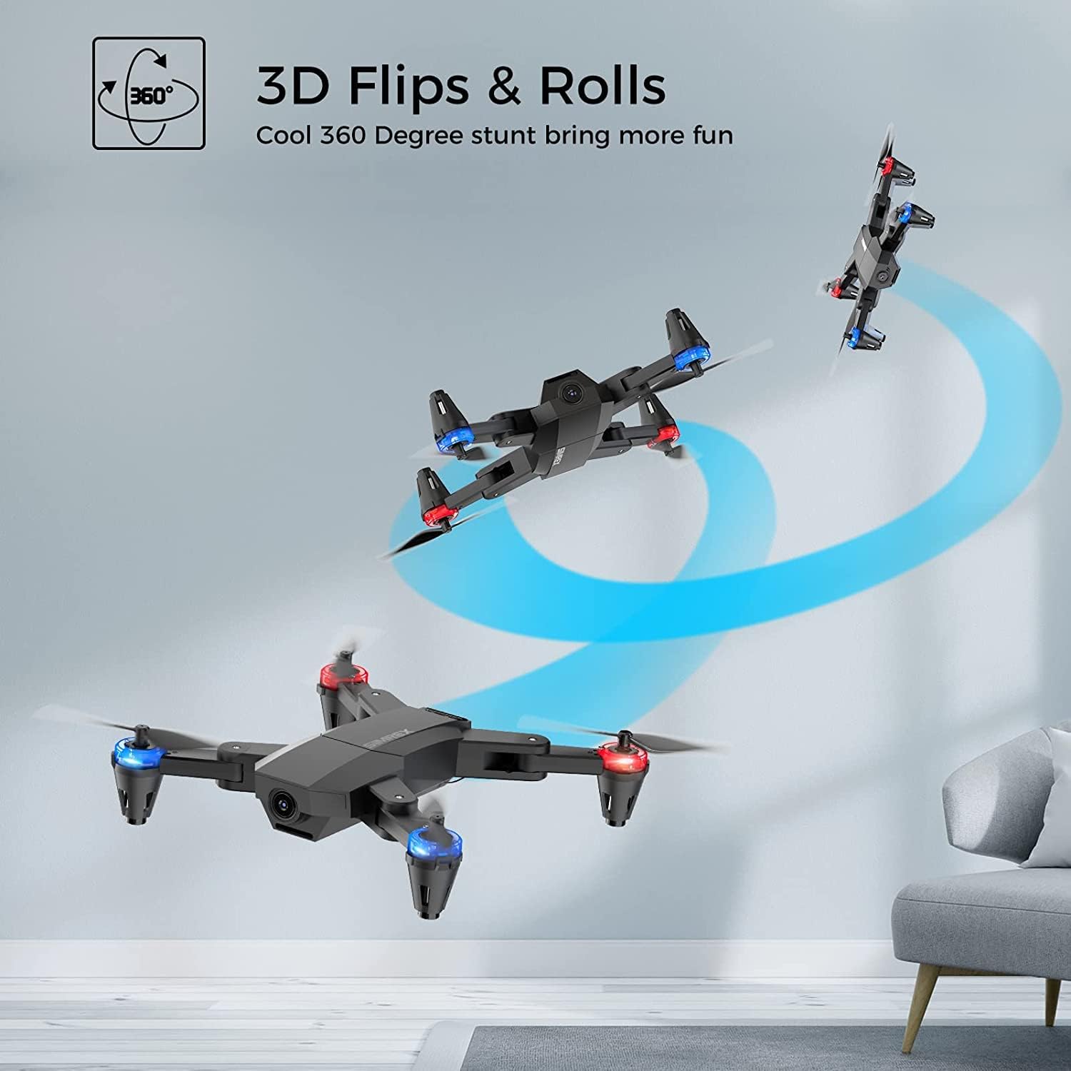 X500 mini Drone Optical Flow Positioning RC Quadcopter with 720P HD Camera, Altitude Hold Headless Mode, Foldable FPV Drones WiFi Live Video 3D Flips Easy Fly Steady for Learning Black