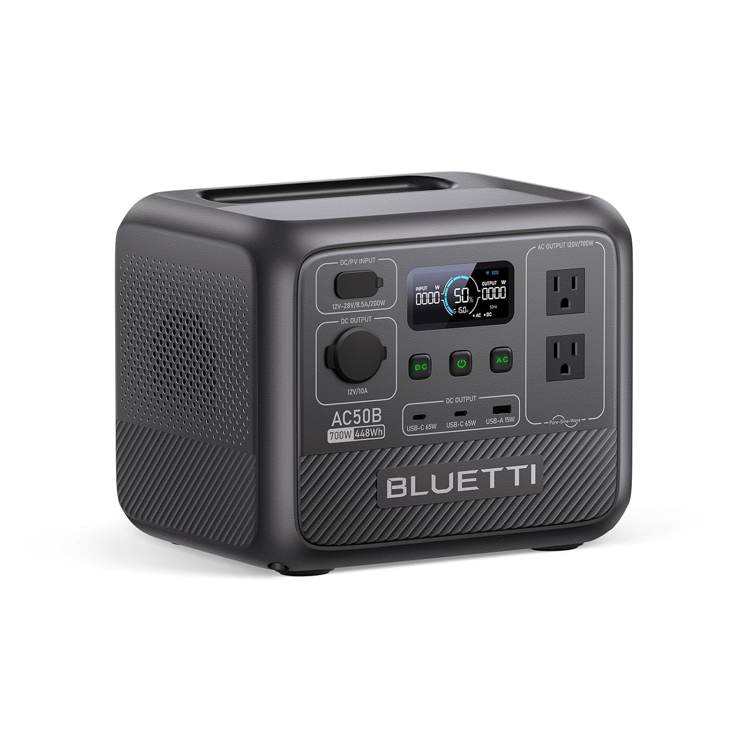 BLUETTI AC50B Portable Power Station, 448Wh Solar Generator LiFePO4 Battery Backup w/ 2 700W AC Outlets (Power Lifting 1000W), 0-80% in 45 Min, for Camping, Road Trip, Outage (Solar Panel Optional)