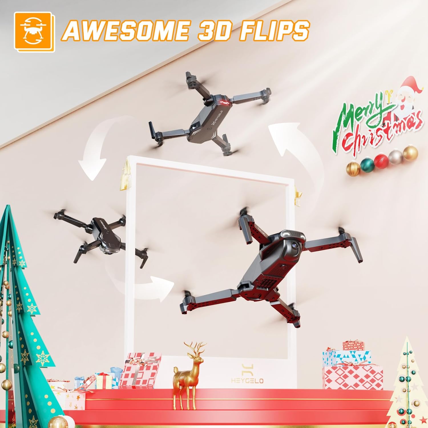 Drones for Kids - Mini Drone with Camera for Adults and Beginners, RC Helicopter Toys Gifts for Boys Girls, 1080P HD Foldable FPV Quadcopter with One Key Start/Land, Altitude Hold, 2 Batteries