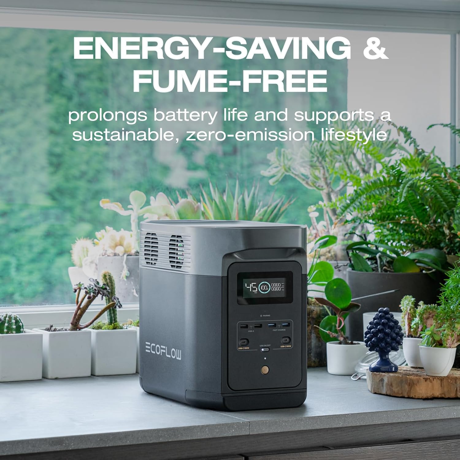 EF ECOFLOW Portable Power Station DELTA 2, 1024Wh LiFePO4 (LFP) Battery, 1800W AC/100W USB-C Output, Solar Generator(Solar Panel Optional) for Home Backup Power, Camping RVs