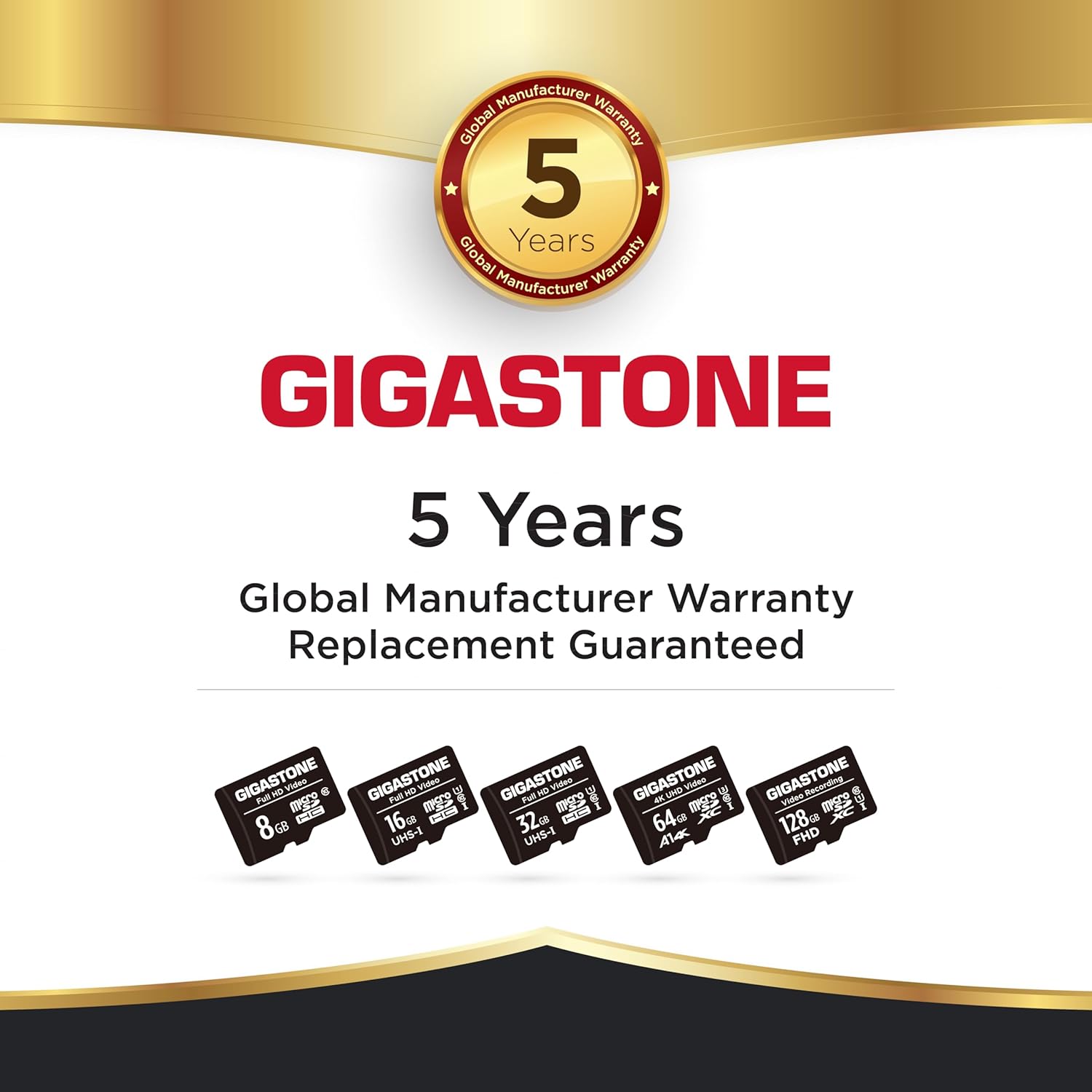 GIGASTONE 64GB Micro SD Card 5-Pack, A1 V30 4K Video Recording, Surveillance Security Cam Action Camera Drone Professional, 90MB/s Micro SDXC UHS-I A1 Class 10, with Adapters