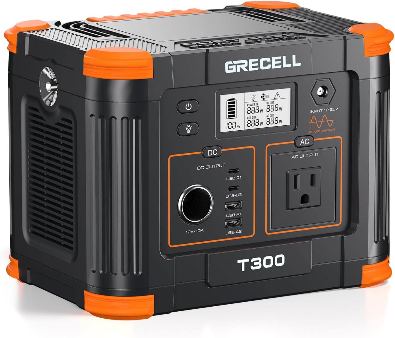 GRECELL 300W Portable Power Station 230.88Wh Solar Generator with USBC PD 60W, 110V Outlet Perfect for Camping, Outdoor Trips, Home Backup Travel