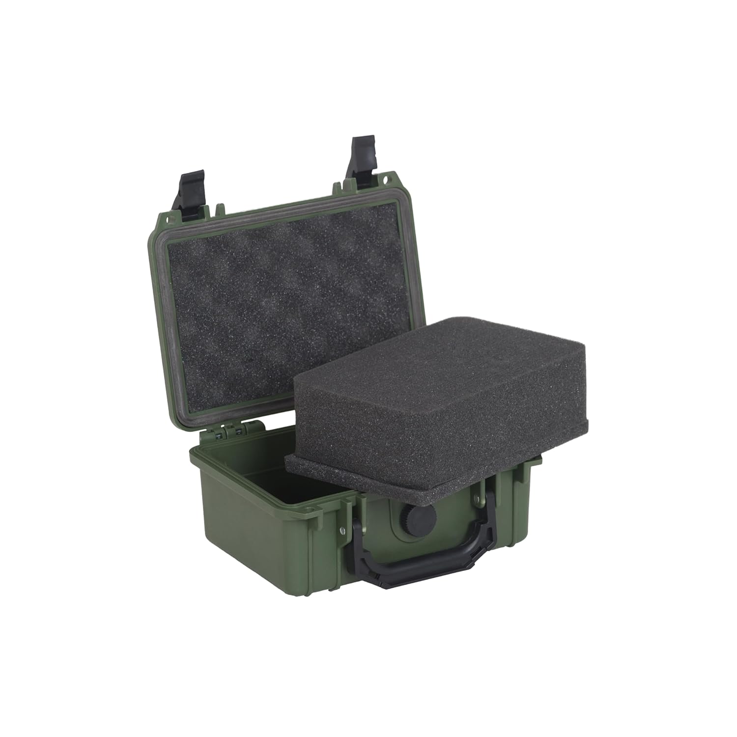 MEIJIA IP67 waterproof hard compact case,Customizable Fit Foam,8.12”x6.56”x 3.56”,Fit Use of Drones, Cameras,Equipments,lens (Green)