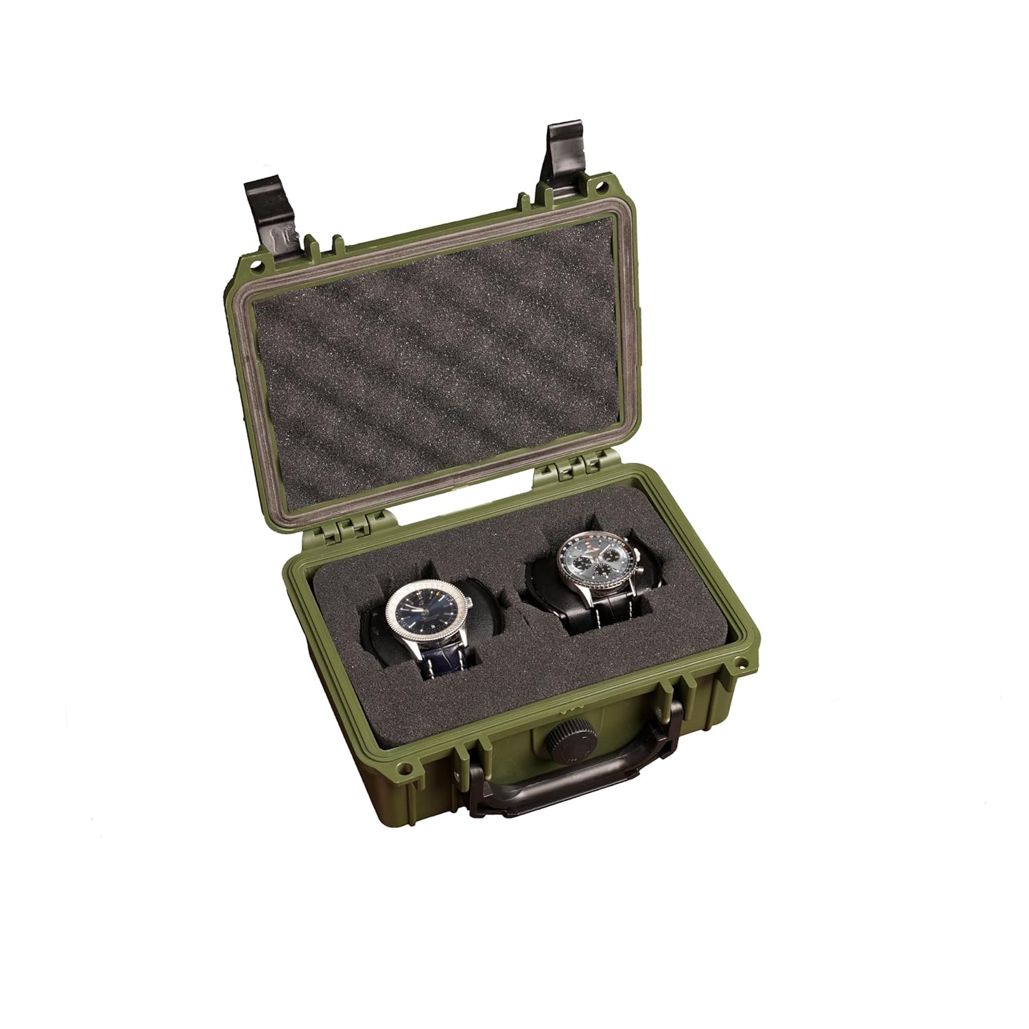 MEIJIA IP67 waterproof hard compact case,Customizable Fit Foam,8.12”x6.56”x 3.56”,Fit Use of Drones, Cameras,Equipments,lens (Green)